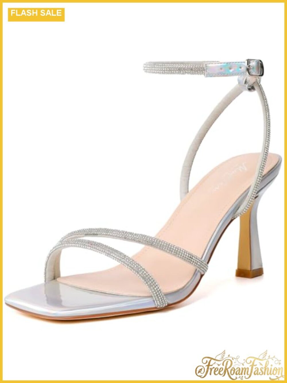 Mostrin Women's Strappy Stiletto High Heeled Sandals Ankle Strap Lace Up Square
